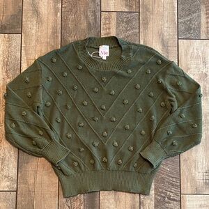 So Me Olive Green Crew Neck Sweater junior size large 🆕